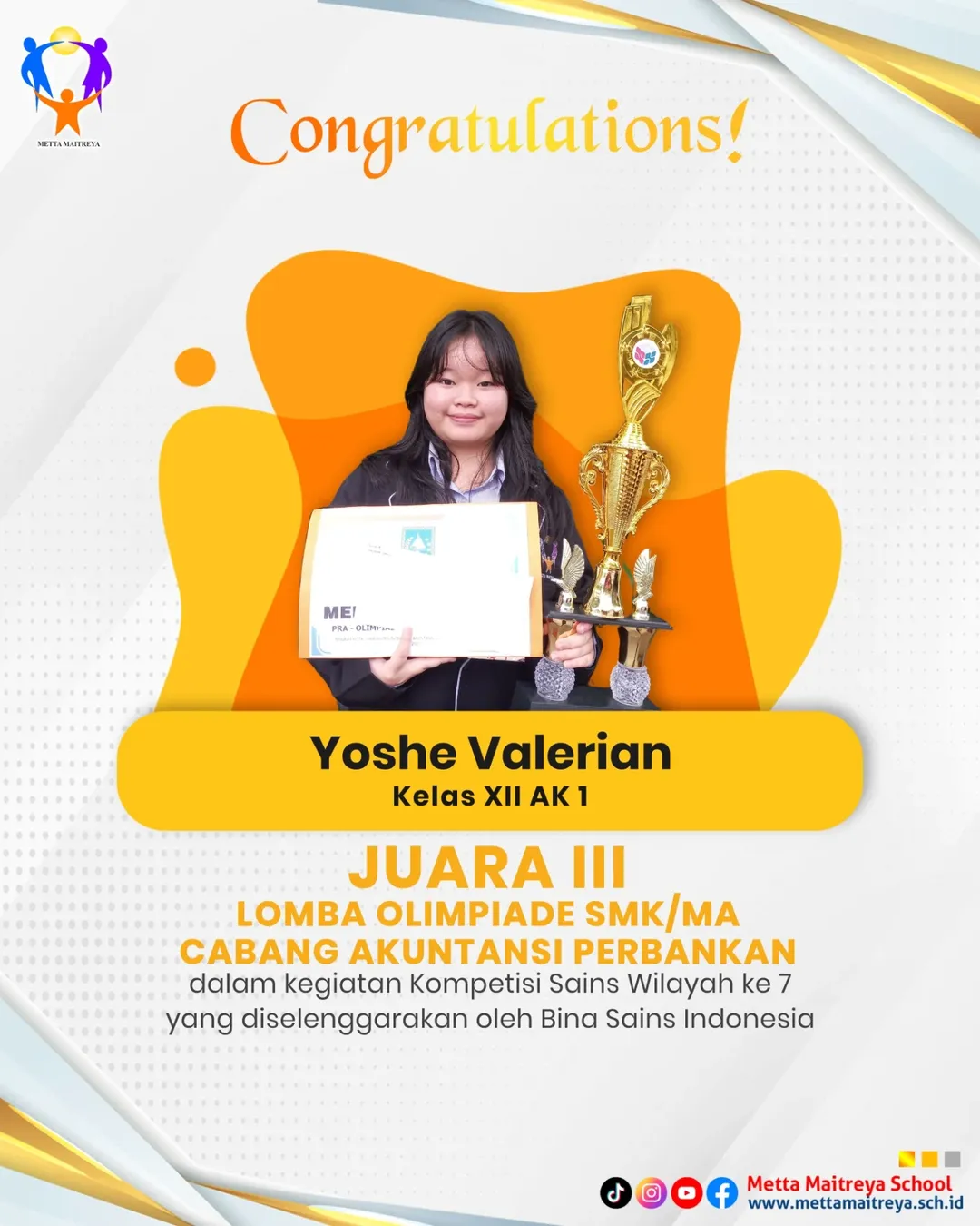 Prestasi Peserta Didik dalam Lomba Olimpiade SMK-MA Cabang Akuntansi Perbankan (1) | SMK METTA MAITREYA